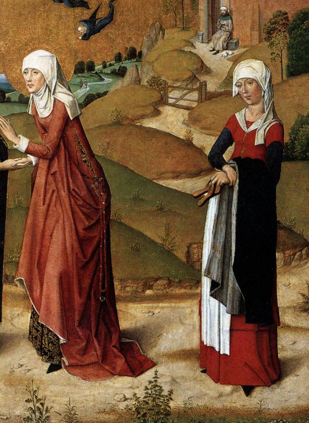 1463, MASTER of the Life of the Virgin, Visitation, Alte Pinakothek, Munich detail